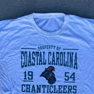 Vintage Coastal Style College Graphic T-Shirt Property Of Design White Crewneck